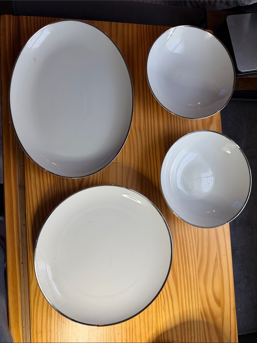 Wentworth Fine China True Love 2616 Japan Hostess Serving Set Platinum Trim
